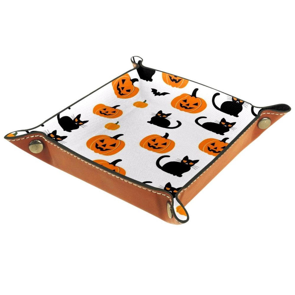 Halloween Pumpkins Cats Dice Tray Dice Rolling Tray Folding Dice Holder for Dice Games, Like RPG, DND and Other Table Games