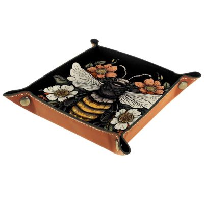 Bee Florals Dice Tray Dice Rolling Tray Folding Dice Holder for Dice Games, Like RPG, DND and Other Table Games