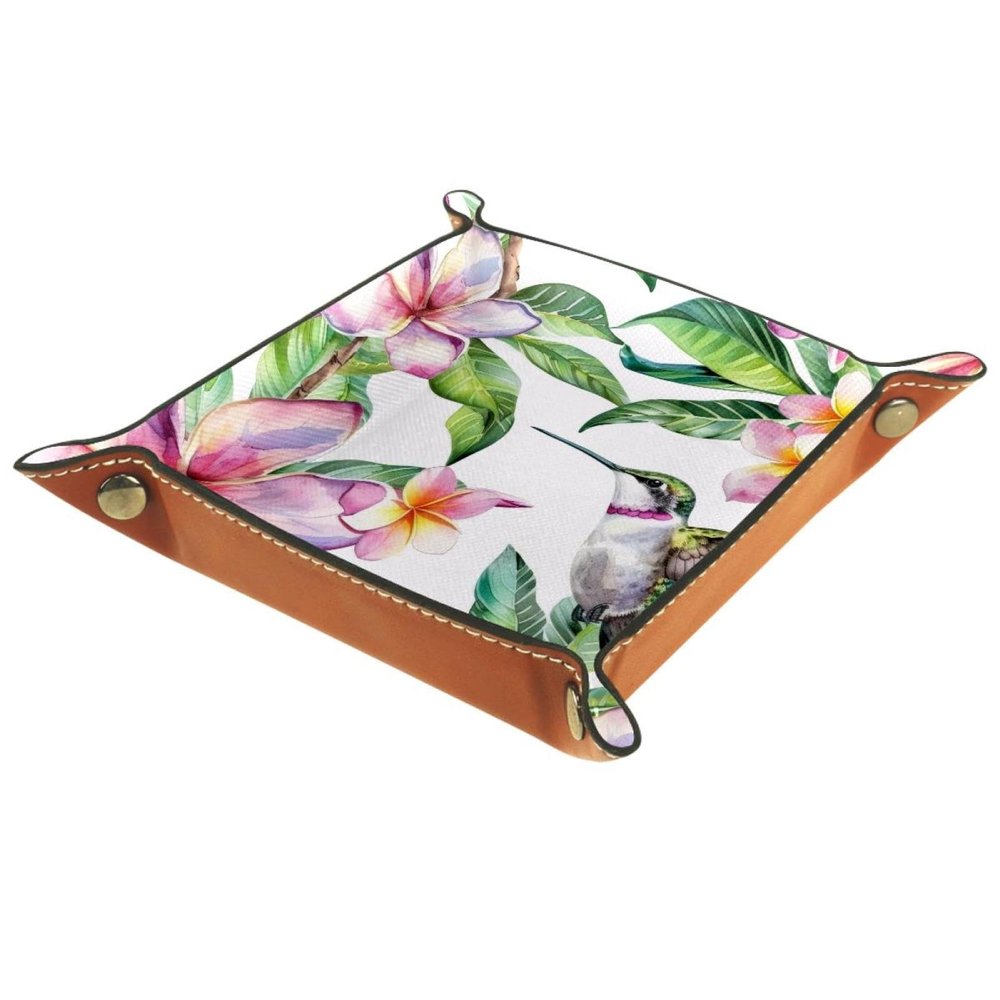 Hummingbird Plumeria Flowers Dice Tray Dice Rolling Tray Folding Dice Holder for Dice Games, Like RPG, DND and Other Table Games