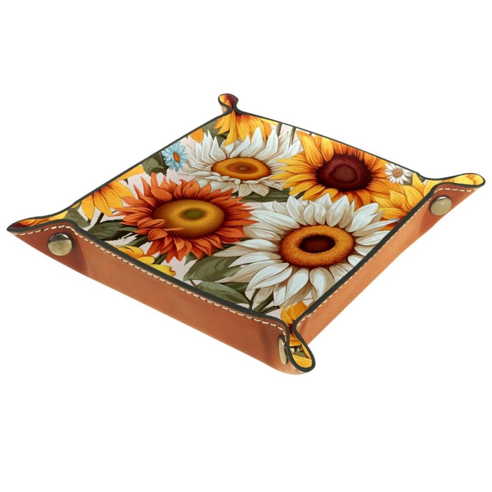 Sunflower Daisy Dice Tray Dice Rolling Tray Folding Dice Holder for Dice Games, Like RPG, DND and Other Table Games