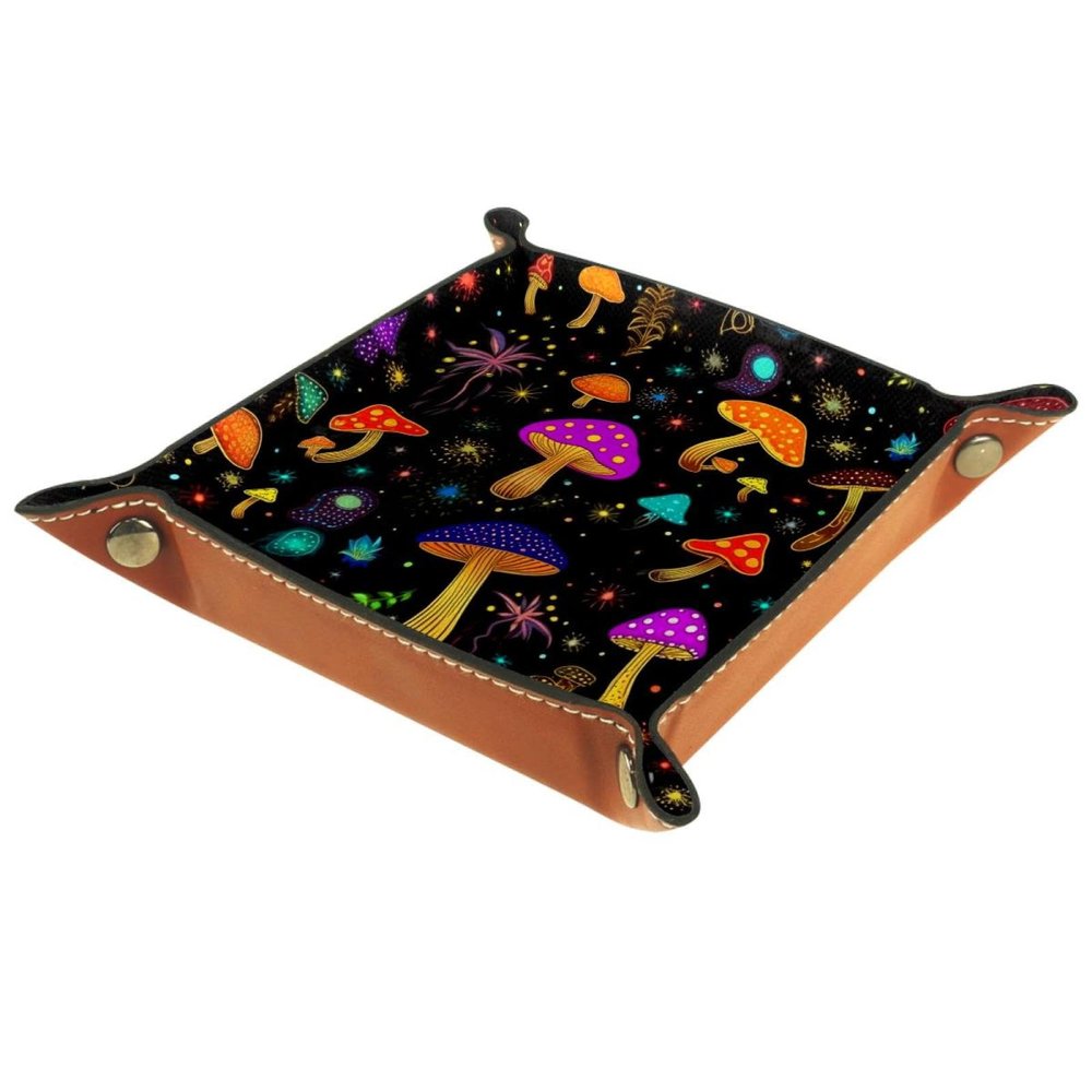 Colorful Mushroom Dice Tray Dice Rolling Tray Folding Dice Holder for Dice Games, Like RPG, DND and Other Table Games