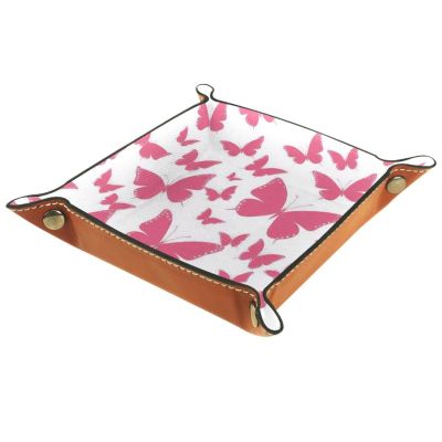 Pink Butterflies Dice Tray Dice Rolling Tray Folding Dice Holder for Dice Games, Like RPG, DND and Other Table Games