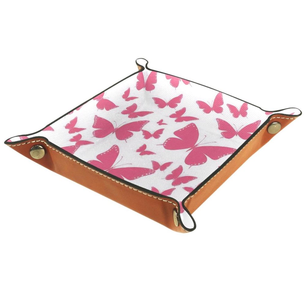 Pink Butterflies Dice Tray Dice Rolling Tray Folding Dice Holder for Dice Games, Like RPG, DND and Other Table Games