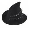 Womens Halloween Black Witch Hat with Punk Rivets Headwear Ladies Wool Knitted Cap Gothic Wicked Wizard Hat for Halloween Party Masquerade Cosplay Costume Accessories Decor view 1