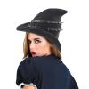 Womens Halloween Black Witch Hat with Punk Rivets Headwear Ladies Wool Knitted Cap Gothic Wicked Wizard Hat for Halloween Party Masquerade Cosplay Costume Accessories Decor view 2
