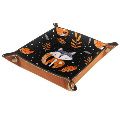 Autumn Fox Leaves Dice Tray Dice Rolling Tray Folding Dice Holder for Dice Games, Like RPG, DND and Other Table Games