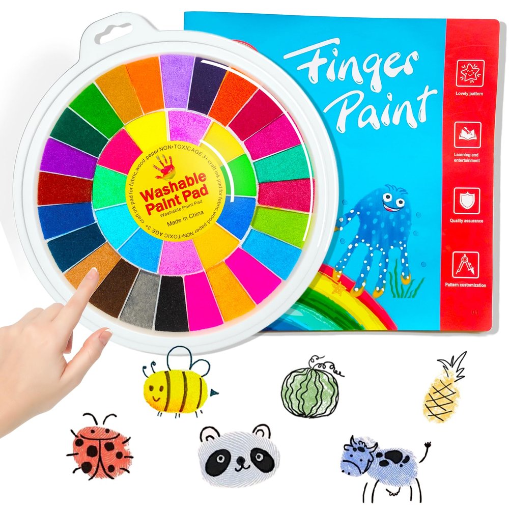 36 Color Kids Washable Finger Paint Set with Drawing Book,Funny Finger Painting Kit with Book for Finger Drawing Pad for Halloween,DIY,Art,Early Learning Gift