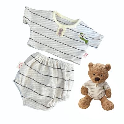 Clothes for Bumbly Bear,Doll Striped Clothes Set,Stuffed Animal Outfits Fits,14-16Inch Teddy Bear Clothes, Clothes only Without Doll.(2pc Includes 1 Striped Tee,1 Striped Shorts )