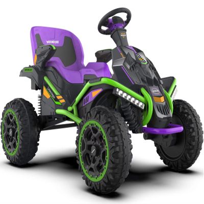24V Ride on Toy for Big Children, Kids' Electric Vehicles Outdoor Race Toy with 4 Strong Motors Total 300W Bluetooth Speaker and 24V 7AH Big Battery, Adjustable Seat, Electric Cars (Eva)