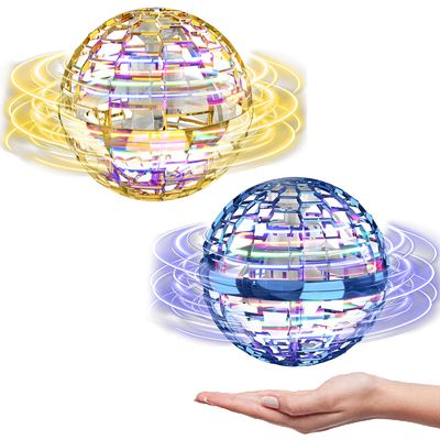 ATHLERIA 2 Pcs Flying Orb Ball Toys(Blue+Gold) Soaring Hover Boomerang Spinner Hand Controlled Mini Drone for Kids Adults Outdoor Indoor