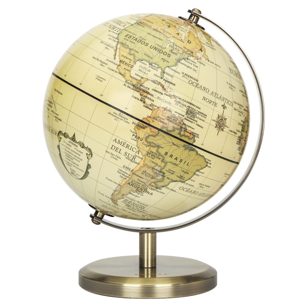 Annova Antique Globe Educational/Geographic/Modern Desktop Decoration - Stainless Steel Arc and Base - for School, Home, and Office (Antique 5.5 Spanish)