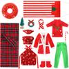 UPINS 14 Pcs Christmas Elf Doll Accessories Set with Sleeping Bag, Bathrobe, Top, Pants, Apron, Chef Hat, Scarf, Swimming Circle, Hammock & Xmas Accessory for Doll Decorations view 1