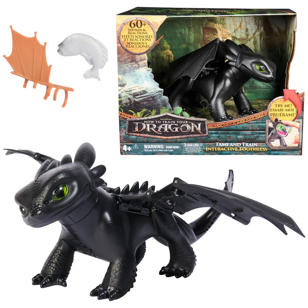 DreamWorks Dragons How to Train Your Dragon, Tame & Train Interactive Toothless with 60 Sounds & Reactions, Kids Toys for Boys & Girls Ages 4 & up