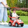 Qaba Push Car for Kids 1-3 Years, 3 in 1 Ride on Sliding Car, Foot to Floor Baby Push Car with Removable Handle, Music, Horn, Canopy, Safety Guardrail for Boys and Girls, Red view 2
