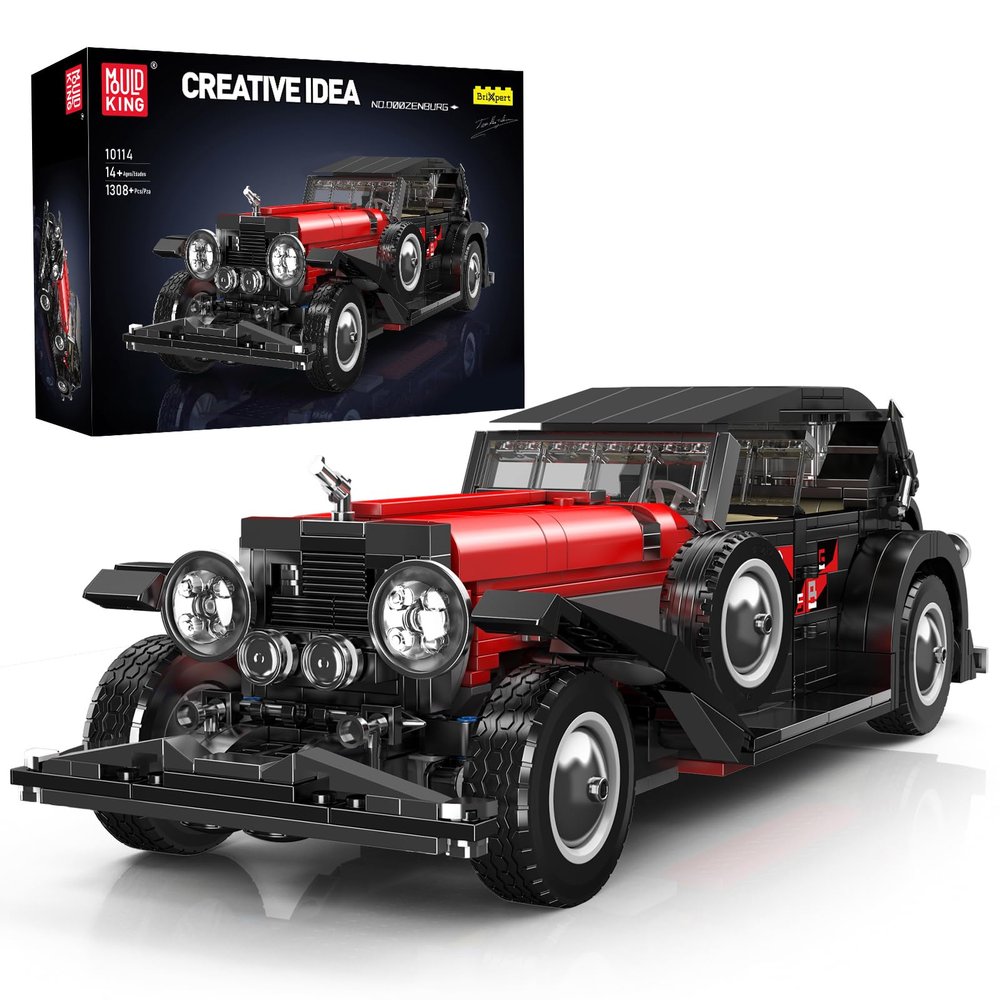 Mould King 10114 Classic Car Building Blocks Model, 1308 Pieces Vintage Car Model Toy, Creative Idea Vehicle Collectible for Adult