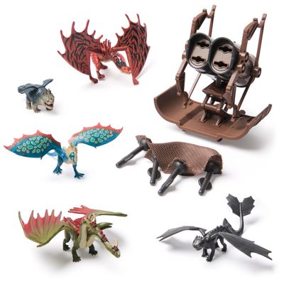 DreamWorks Dragons, 5-Pack Dragon Catcher Set with Hiccups Mangler Net Launcher, Kids Toys for Boys & Girls Ages 4 and up