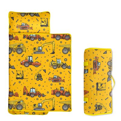Toddler Nap Mat/Removable Pillow -Yellow Truck- Carry Handle with Straps Closure,Toddler Nap Mat Extra Large 60 in*20 in Boys Sleeping Mat Nap Mat for Preschool Kindergarten, Sleeping Bag