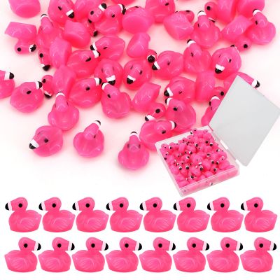 50pcs Mini Resin Flamingo Ducks, Tiny Flamingo Figurines to Hide, Miniature Pink Flamingos Decor for Dollhouse Micro Fairy Garden Landscape DIY Craft