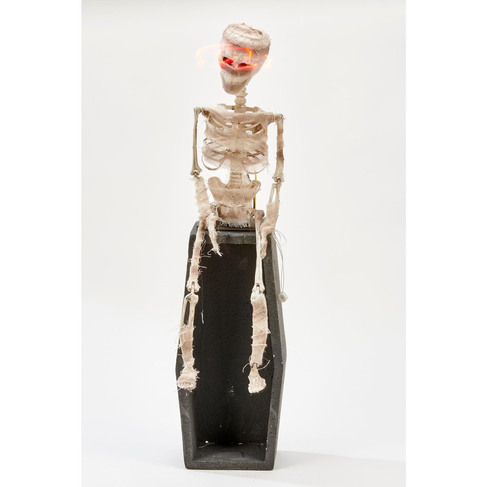28" Animated Mummy On Coffin Black