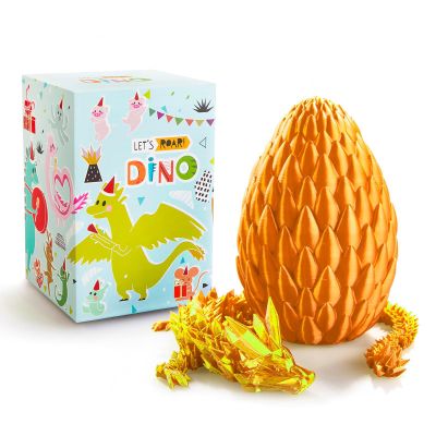 LEWELLRY 15" 3D Printed Dragon Egg,Christmas Birthday Toys, Stocking Stuffers Gift, Articulated Crystal Cool Fidget Dragon for Girls Boys Kids Ages 3,4, 5, 6,7, 8,9,10,11,12 Years Old
