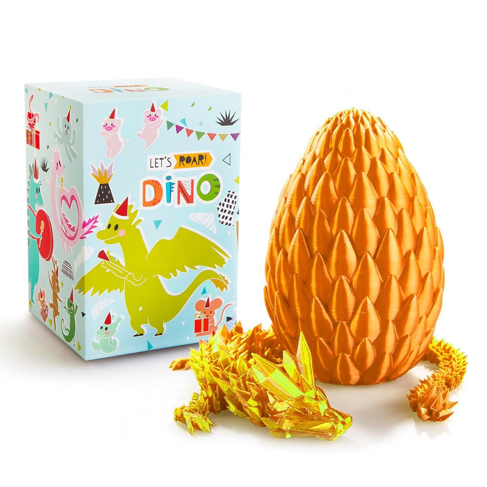 LEWELLRY 15" 3D Printed Dragon Egg,Christmas Birthday Toys, Stocking Stuffers Gift, Articulated Crystal Cool Fidget Dragon for Girls Boys Kids Ages 3,4, 5, 6,7, 8,9,10,11,12 Years Old