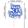 1 PCS Happy 30th Birthday Cake Topper Glitter Cheers to 30 Years Birthday Cake Pick Hello 30 Fabulous Cake Decoration for Happy 30th Birthday Anniversary Party Decorations Supplies Blue view 2