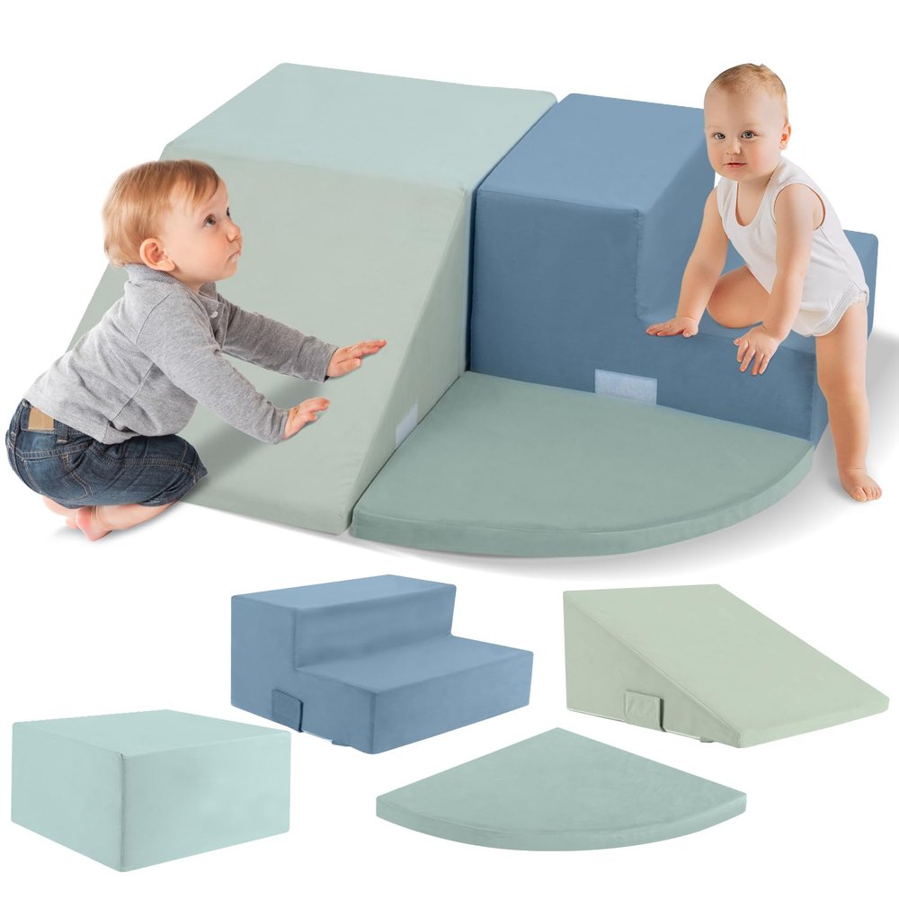 CAPAKIDS Large 4 Pcs Toddler Climbing Toys Indoor, Foam Blocks with Velcro, Classic