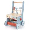 HONEY JOY Baby Push Walker, Wooden Toy Tool Bench & Activity Walker w/Shape Sorter, Develop Motor Skills & Creativity, Push Toys for Babies Learning to Walk, Gift for Boys and Girls, Blue view 1