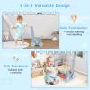 HONEY JOY Baby Push Walker, Wooden Toy Tool Bench & Activity Walker w/Shape Sorter, Develop Motor Skills & Creativity, Push Toys for Babies Learning to Walk, Gift for Boys and Girls, Blue view 3