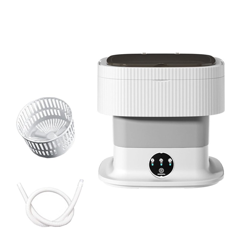 12X12X11in Foldable Washing Machine 10L Large Capacity Washer With Spin Cycle Basket And Drain Hose Travel Washing Machine For Home Dormitories Hotels(Gray)