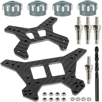 RcarmubWow RC Shock Towers &Shock Cap Protector &Shock Standoff Upgrades Part for 1/8 Typhon 6S BLX,Carbon Fibre Front Rear Shock Towers Alloy Aluminium Shock Cap,Titanium