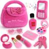 Golray Plush Toddler Purse Baby Girl Pretend Play Toy - 10 Pcs My First Purse with Soft Sensory Toy Smartphone/Crinkle Makeup Beauty Playset for Toddler Baby Girl Christmas Birthday Gift Ages 3 4 5 view 1