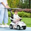 Qaba Push Car for Kids 1-3 Years, 3 in 1 Ride on Sliding Car, Foot to Floor Baby Push Car with Removable Handle, Music, Horn, Canopy, Safety Guardrail for Boys and Girls, White view 2