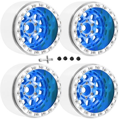 RcarmubWow RC Alloy 2.2 Beadlock Wheels for 1/10 SCX10 Capra AMG 6x6 TRX4 Red cat Gen8 Everest Gen7 Pro RC Crawler,Alunium 2.2 Beadlock rc Wheels 2.2 Beadlock Rims,4pcs,Navy Blue