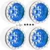 RcarmubWow RC Alloy 2.2 Beadlock Wheels for 1/10 SCX10 Capra AMG 6x6 TRX4 Red cat Gen8 Everest Gen7 Pro RC Crawler,Alunium 2.2 Beadlock rc Wheels 2.2 Beadlock Rims,4pcs,Navy Blue view 1