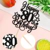 1 PCS Happy 80th Birthday Cake Topper Glitter Cheers to 80 Years Birthday Cake Pick Hello 80 Fabulous Cake Decoration for Happy 80th Birthday Anniversary Party Decorations Supplies Black view 3