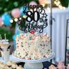 1 PCS Happy 80th Birthday Cake Topper Glitter Cheers to 80 Years Birthday Cake Pick Hello 80 Fabulous Cake Decoration for Happy 80th Birthday Anniversary Party Decorations Supplies Black view 4