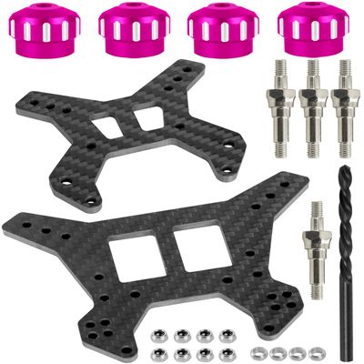 RcarmubWow RC Shock Towers &Shock Cap Protector &Shock Standoff Upgrades Part for 1/8 Typhon 6S BLX,Carbon Fibre Front Rear Shock Towers Alloy Aluminium Shock Cap,Pink