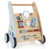 HONEY JOY Baby Push Walker, Wooden Infant Walker Activity Center with Shape Sorter, Develop Motor Skills & Creativity, Push Toys for Babies Learning to Walk, Gift for Boys and Girls, Blue view 1