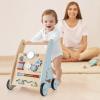 HONEY JOY Baby Push Walker, Wooden Infant Walker Activity Center with Shape Sorter, Develop Motor Skills & Creativity, Push Toys for Babies Learning to Walk, Gift for Boys and Girls, Blue view 2