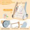 HONEY JOY Baby Push Walker, Wooden Infant Walker Activity Center with Shape Sorter, Develop Motor Skills & Creativity, Push Toys for Babies Learning to Walk, Gift for Boys and Girls, Blue view 4