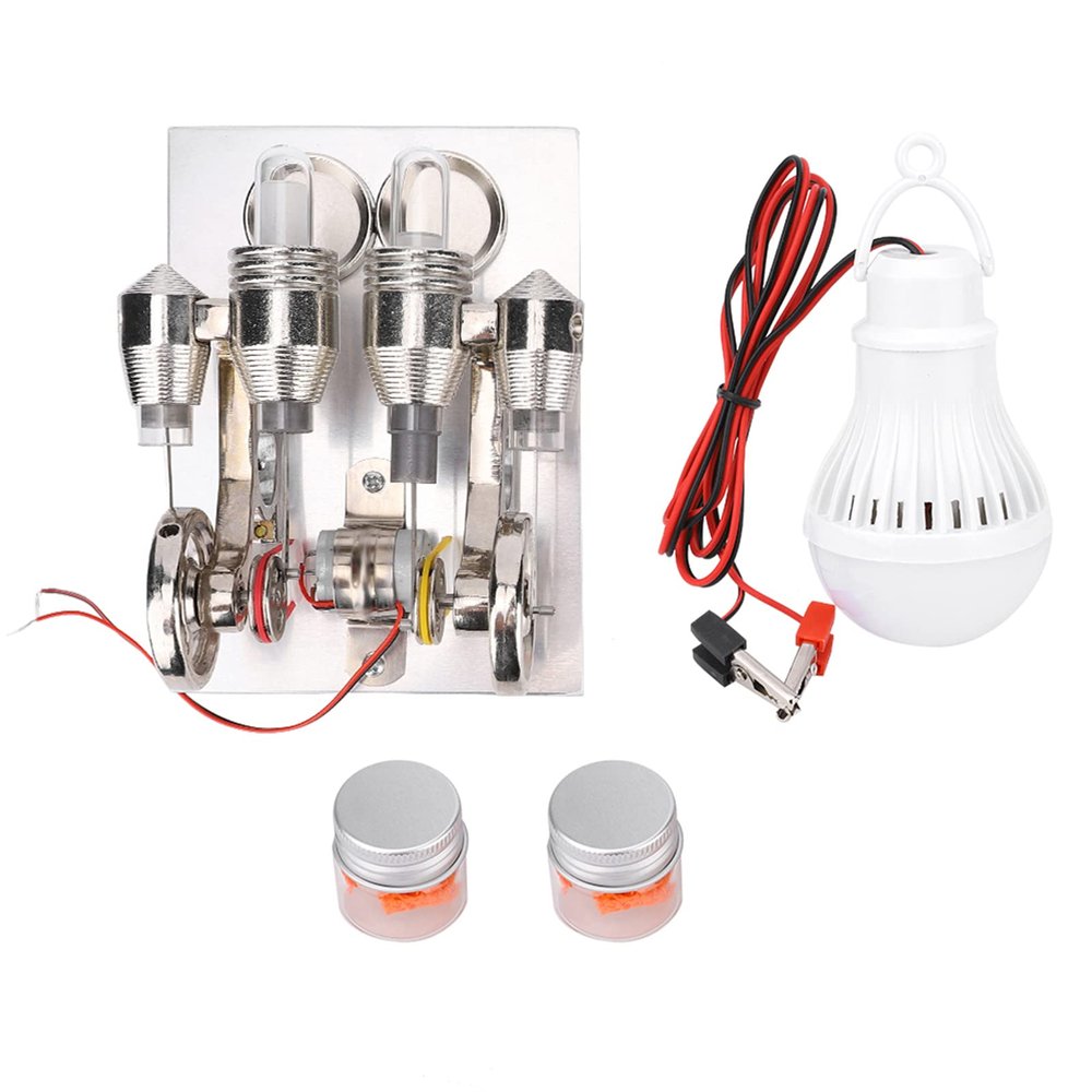 4 Cylinder Stirling Engine Miniature Hot Air Generator Physics Lab Teaching Model