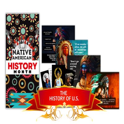 65-PCS Heritage History Month Decor & Educational BDL | Trivia, Flashcards, Posters & Banner | in Arts & Culture, Sports, STEM, Activism & More (Native American & First Nations History)