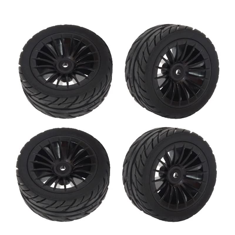 Krixis HOT-4Pcs Rubber Tires Tyre Wheel For SG1603 SG1604 SG 1603 UDIRC UD1601 UD1602 UD1603 UD1604 1/16 RC Car Upgrade Parts - (Color: black)