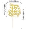 1 PCS Happy 12th Birthday Cake Topper Glitter Cheers to 12 Years Birthday Cake Pick Hello 12 Fabulous Cake Decoration for Happy 12th Birthday Anniversary Party Decorations Supplies Gold view 2