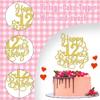 1 PCS Happy 12th Birthday Cake Topper Glitter Cheers to 12 Years Birthday Cake Pick Hello 12 Fabulous Cake Decoration for Happy 12th Birthday Anniversary Party Decorations Supplies Gold view 3