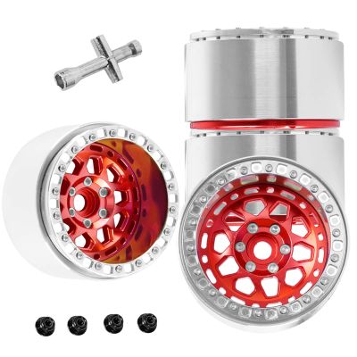 hopsupRC RC Aluminum 2.2 Wheels Rim Beadlock Wheel Tires for 1/10 SCX10 90046 AX103007 SCX10 II SCX10 III TRX4 TRX6 Gen7 8 D90 VS4-10 MST CFX RC Car.Wheels Hub Rim Beadlock Wheel Rims Heavy Duty.Red