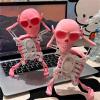 Atlodas Skeleton Dancing and Swinging Clockwork, 3D Printing Dancing Skull Toy Swing Skeleton Figurine Desktop Ornaments Halloween Decorations (Pink) view 2