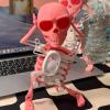 Atlodas Skeleton Dancing and Swinging Clockwork, 3D Printing Dancing Skull Toy Swing Skeleton Figurine Desktop Ornaments Halloween Decorations (Pink) view 3
