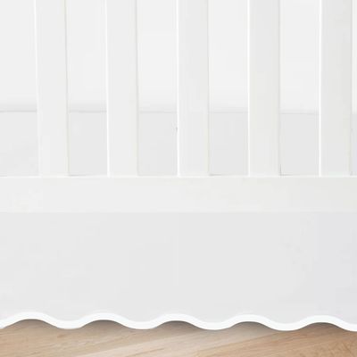 100% White Cotton Sateen Crib Skirt Scalloped Hem with Split Corners ; 4-Sided Skirt fits Around The Entire Crib (White, 28"x52"+ Drop 8'' INCH)